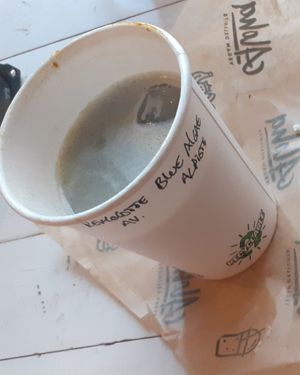 Superlatte of blue algae with canary seed milk at BEAT Brew Bar in Valencia