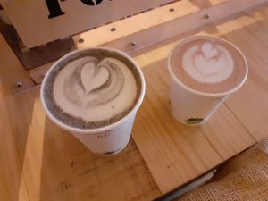 Superllates of beetroot and activated charcoal at BEAT Brew Bar in Valencia