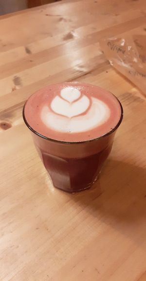Beetroot superlatte at BEAT Brew Bar in Valencia