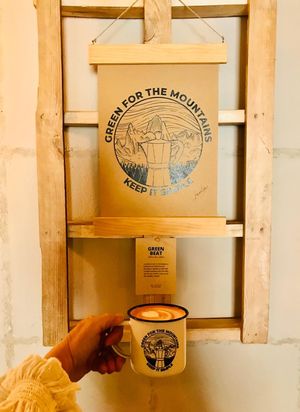 Latte de remolacha. So good and it's GREEN... for the mountains and the whole Mother Earth! at BEAT Brew Bar in Valencia