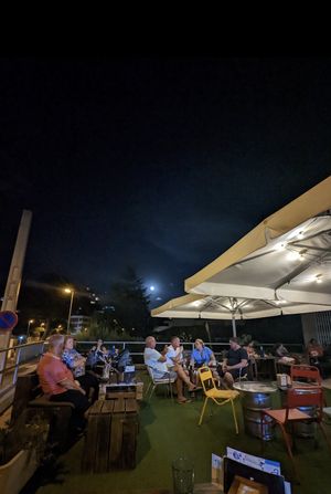 Outdoor seating area at Cafe del Far in Salou