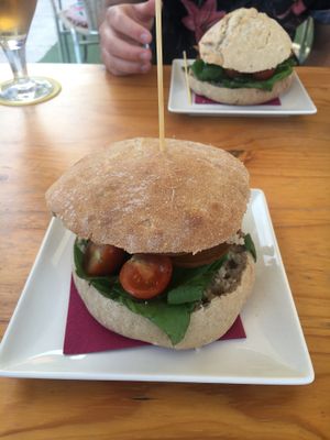 Vegan salami sandwich  at Cafe del Far in Salou