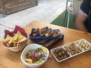 Vegan board, minus the hummus  at Cafe del Far in Salou
