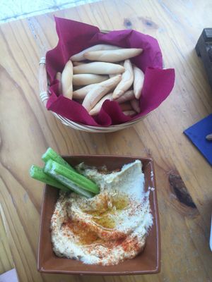 Hummus!!!! at Cafe del Far in Salou