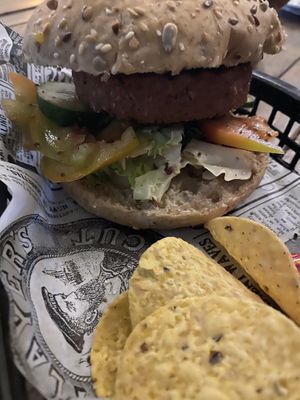 Vegan burger  at Cafe del Far in Salou