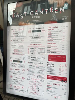 Menu  at East Canteen in Strasbourg
