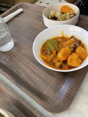 Vegan Tikka masala and cold vegetables   at Andrum Cafe in Gothenburg