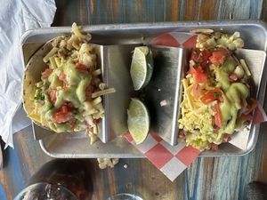 Cauliflower tacos with vegan cheesee  at PopoJito Med-Mex Kitchen in Scarsdale