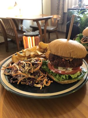 Bean Burger & Wedges  at And 유 (Yu) Cafe in Jeju