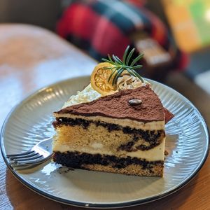 Vegan Earl Grey Lemon & Tiramisu Cakes at And 유 (Yu) Cafe in Jeju