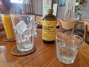 Kombucha and Mandarine Juice at And 유 (Yu) Cafe in Jeju