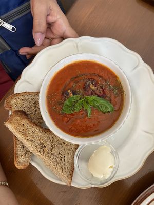 Soup of the day - tomato basil soup   at And 유 (Yu) Cafe in Jeju