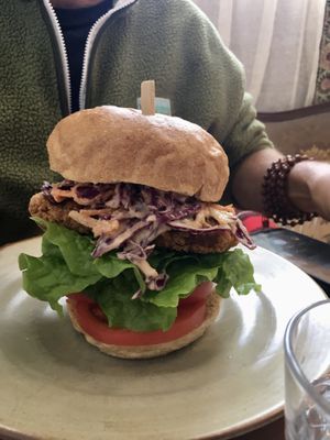 Vegan chicken burger  at And 유 (Yu) Cafe in Jeju