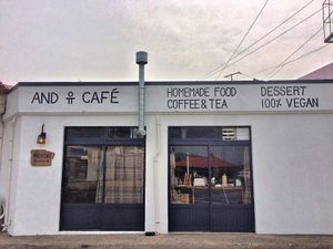 Shop front at And 유 (Yu) Cafe in Jeju