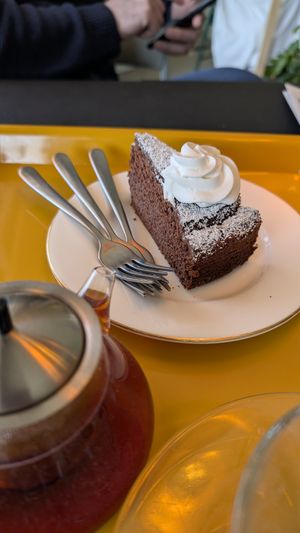 Chocolate cake at And 유 (Yu) Cafe in Jeju