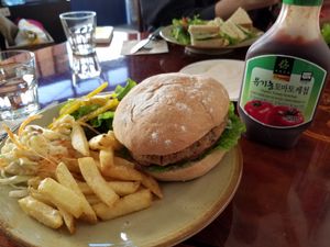 Burger at And 유 (Yu) Cafe in Jeju
