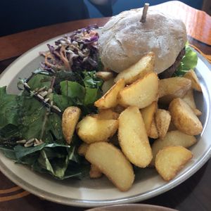 Burger set at And 유 (Yu) Cafe in Jeju