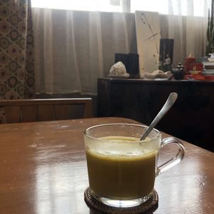 Golden milk at And 유 (Yu) Cafe in Jeju