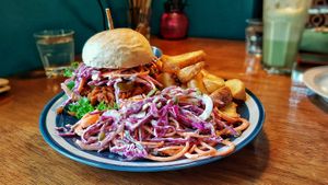 pulled pork burger at And 유 (Yu) Cafe in Jeju