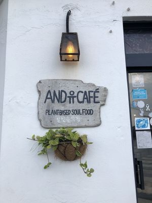 Cute signage outside  at And 유 (Yu) Cafe in Jeju