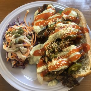 Vegan cheese steak sandwich at And 유 (Yu) Cafe in Jeju