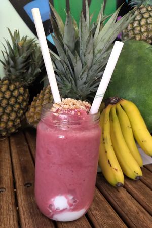 Cotton candy smoothie! at Charlie's Raw Squeeze in Morningside