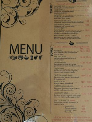 Menu page 1 at Charlie's Raw Squeeze in Morningside