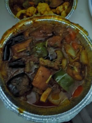 Eggplant, very oily at Saber's Taste of India in Kingston