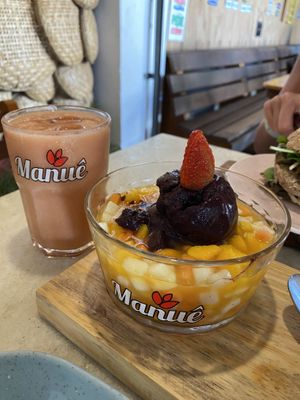 Fruite Bowl with Acai and Guave Juice  at Manuê in Paraty