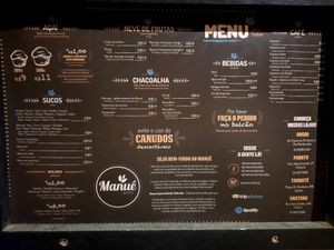 Cardápio at Manuê in Paraty