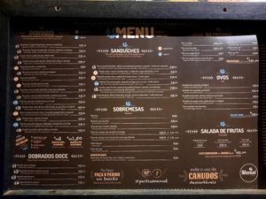 Cardápio at Manuê in Paraty