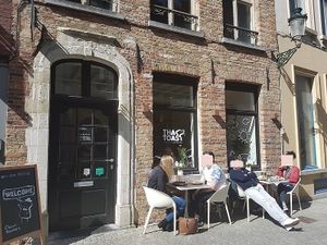 front terrace (there's also one at the back) at That's Toast in Bruges