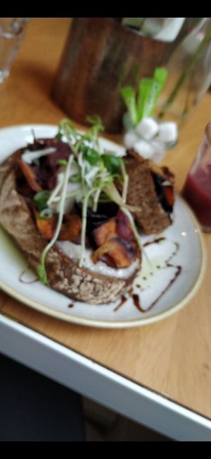 Blurry pic of a great toast at That's Toast in Bruges