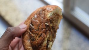 crunchy leaf on top (piroshki: beyond meat and chao cheese) at Pinoyshki in Seattle