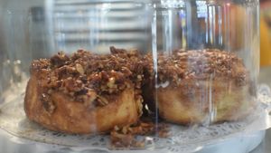 sticky buns!!! with pecans on top! at Pinoyshki in Seattle