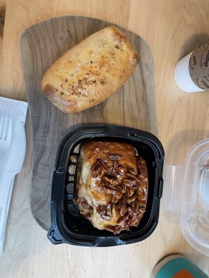 Sticky bun and pumpkin cream filled piroyshki  at Pinoyshki in Seattle