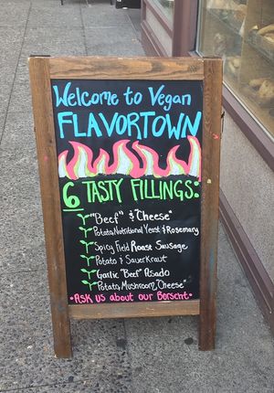 Today they had 6 wonderful vegan piroshki offerings. at Pinoyshki in Seattle