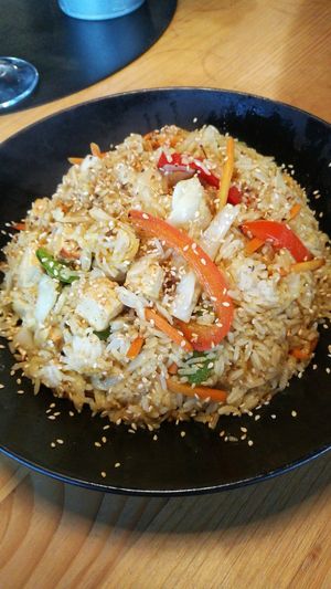 Tofu fried rice and veggies. Delicious! at Ngon in Maribor