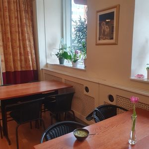 Tables at Govindas in Gothenburg