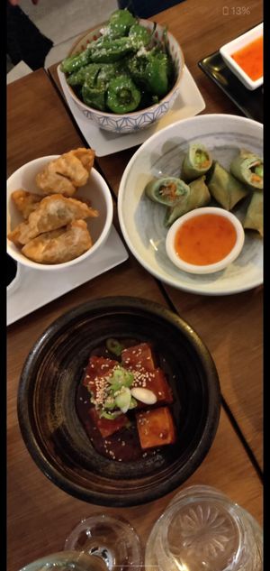 Gyoza, Tofu, spring rolls & edamame at Mr Tanaka's in Hertford