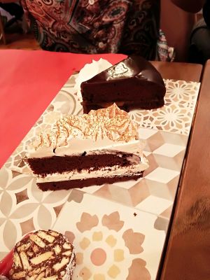 Tarta de Caramelo y Sacher de Chocolate at La Tia Carlota in Madrid