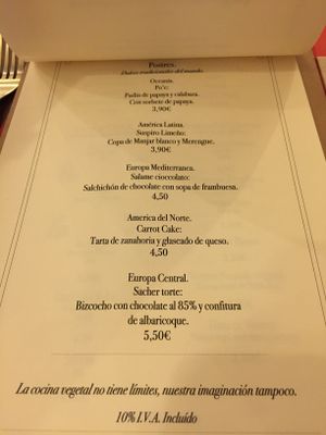 La carta at La Tia Carlota in Madrid