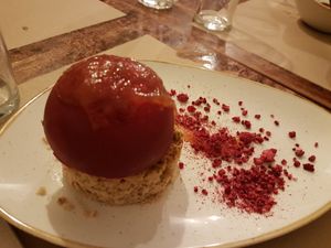 Fancy dessert at La Tia Carlota in Madrid