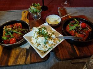 Lasagne and a side of potato salad at Francesco's Osteria in Torrensville