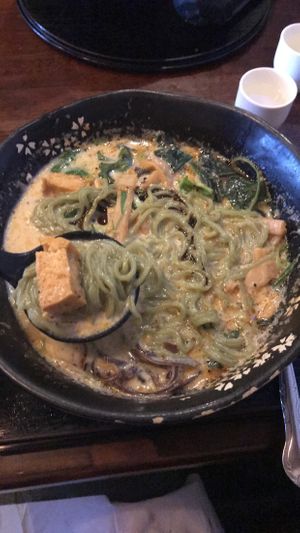 Vegetarian ramen with kale noodles  at Tokyo-ya Ramen in Federal Way