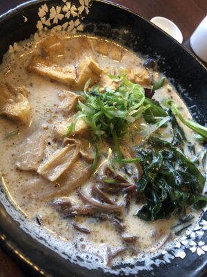 Vegetarian miso ramen with kale noodles (vegan) at Tokyo-ya Ramen in Federal Way