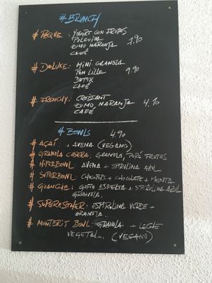 Menu some vegan options  at Lille Brunch & Lunch in Tenerife