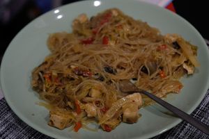 Noodle dish at Little Green in Lviv