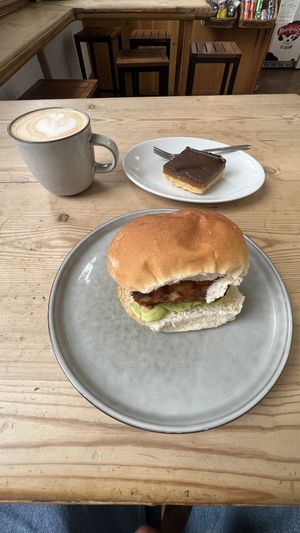 Veggie breakfast bap  at School House Cafe in Cheltenham