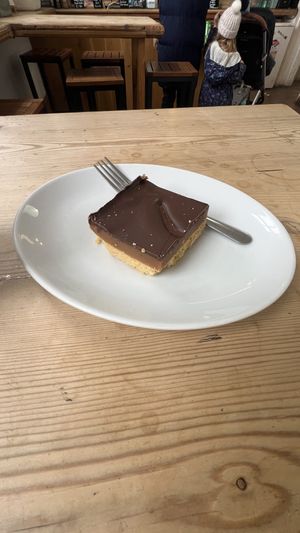Chocolate caramel shortbread  at School House Cafe in Cheltenham